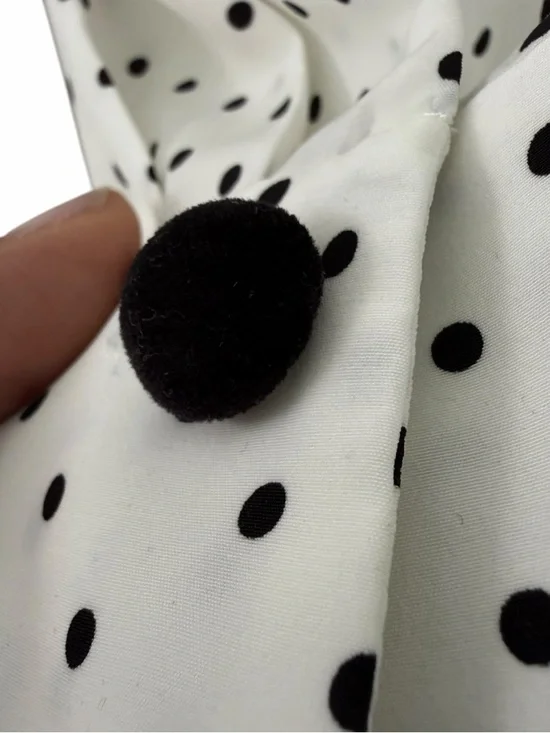 Alexis White/Black Polka Dot Priya Blouse Velvet Buttons Office Secretary Medium - Picture 5 of 9